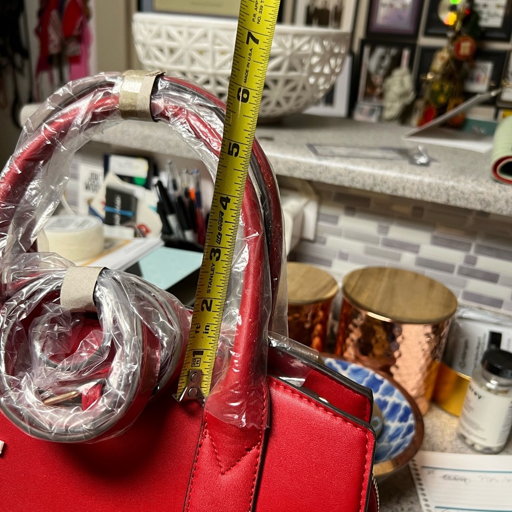 CXL Christian Lacroix Eiffel Red faux Leather Satchel W/Crossbody NWT - Picture 12 of 12